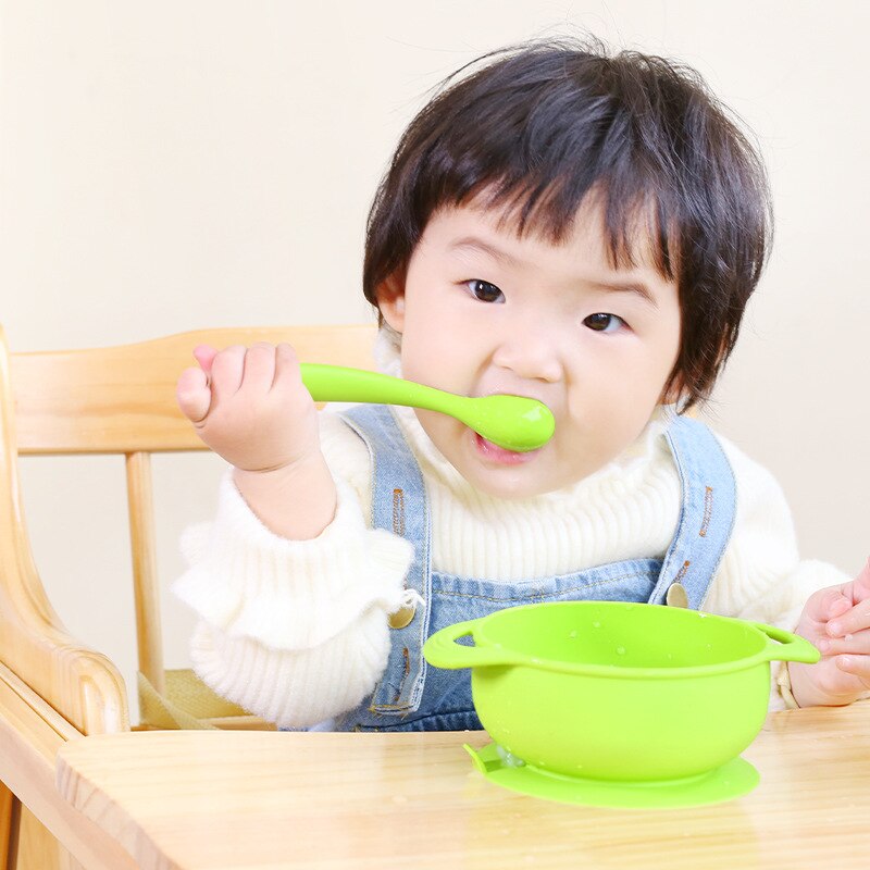 Anti-fald sugekop skålebestandig silikone skål med låg babytræning kosttilskud skål madvarer