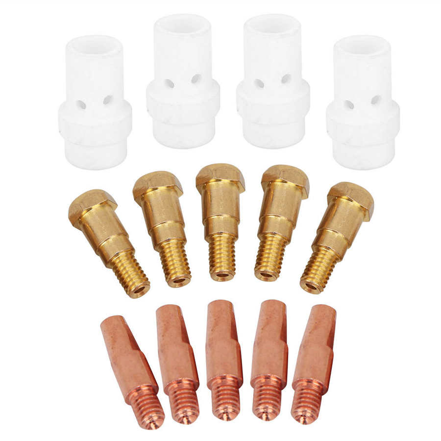 14Pcs 1mm Contact Tip Gas Nozzle Diffuser Tip Holder Set For Binzel 36KD MIG Welding Torch Consumables Replacement Accessories
