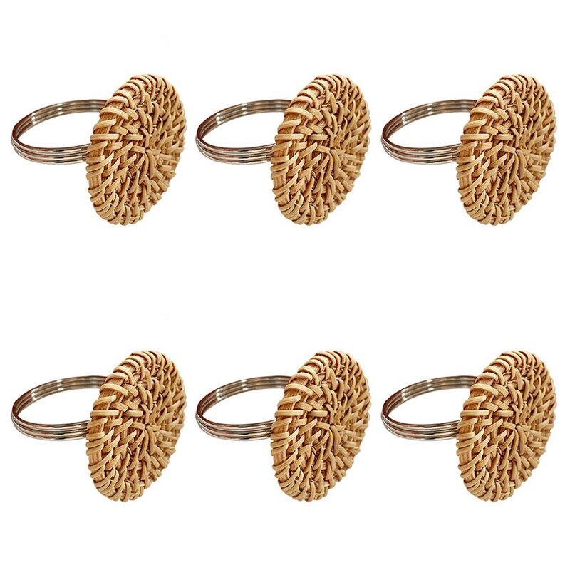 Efterårs servietringe sæt  of 6 vintage servietringe til borddækning håndlavet rattan servietringe holder til bryllup: Default Title