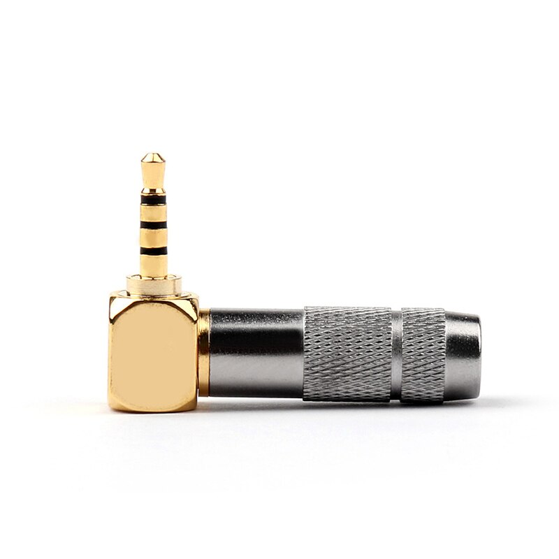 1pc 2.5mm/ 3.5mm 4 Pole TRRS Male Plug Jack Gold Plated 90 Degree Angle Audio Connector Silver Black Connector