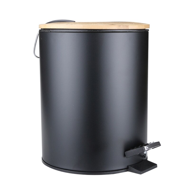 3L Bamboo Flip Step Trash Can Garbage Bin Rubbish Waste Container Organizer Bathroom Kitchen Living Room Office Decoration: Default Title