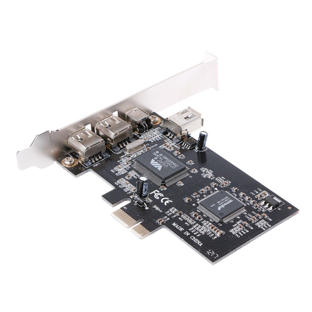 1 Set PCI-e 1X IEEE 1394A 4 Port(3+1) Firewire Card Adapter With 6 Pin To 4 Pin IEEE 1394 Cable For Desktop PC Au06