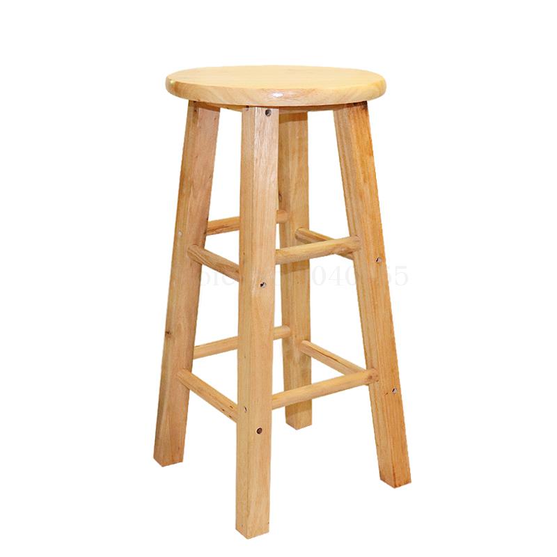 Massivt træ barstol bar høj stol hjem spisning rund skammel træ farve stige skammel barstol retro front bar stol