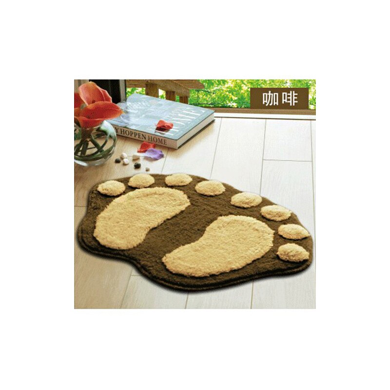 1Pcs 58.5X38.5 Cm Badmat Antislip Breiwol Badkamer Tapijt Super Zachte Voetafdrukken Badkamer Tapijt voor Thuis Decoratie: Brown