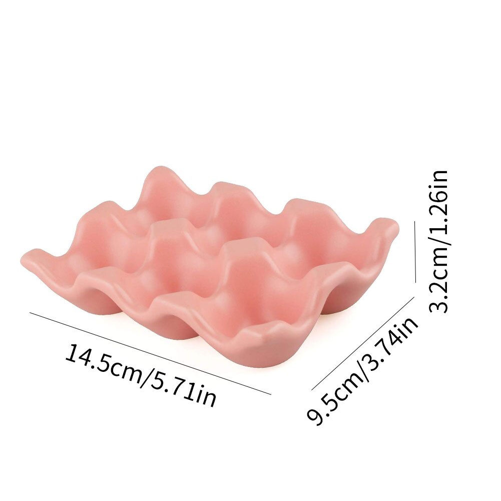 Egg Tray Ceramic Egg Holder Egg Storage Container Porcelain Dispenser Organizer Anti-Slip 6 Grids For Kitchen Countertop Fridge