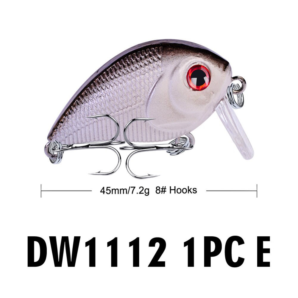 1pc 45mm/7.2g veelkleurige crank vishaak leuke vorm vishaak cirkelhaak 3d ogen met twee drievoudige haak vishaak: Dw1112 e