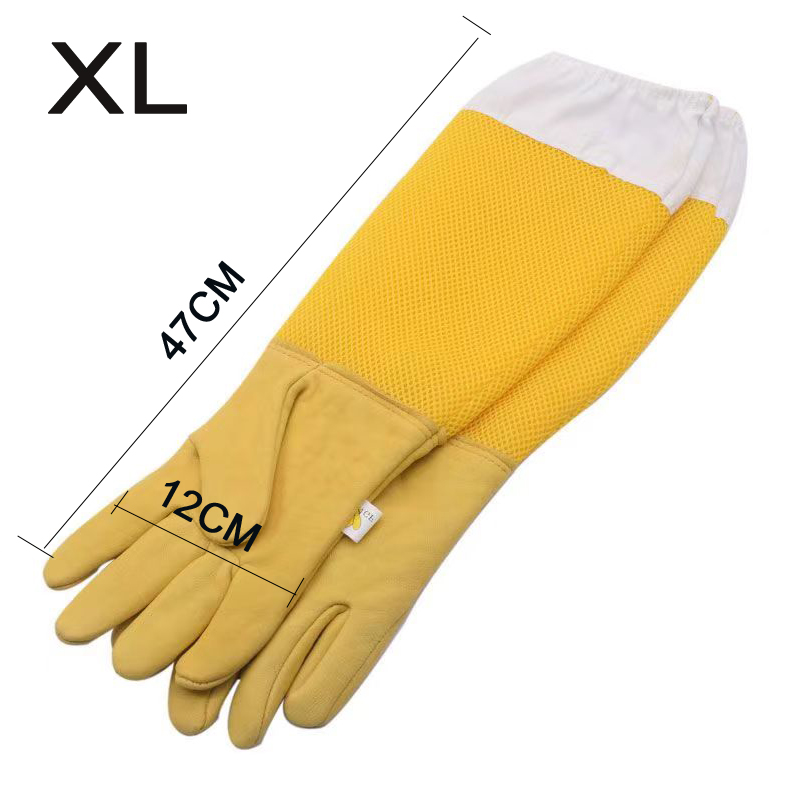 Luvas de apicultor mangas protetoras ventiladas profissional anti abelha para apicultura apicultor evitar ferramentas colmeia: vinho
