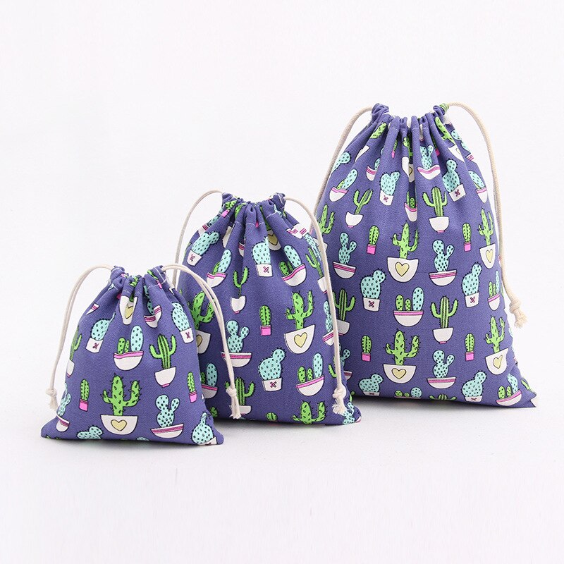 ETya unisex Kaktus Druck Leinwand Kordelzug Taschen Frauen Süßigkeiten Schmuck-machen-hoch Kosmetik Taschen Schuhe Reise Veranstalter Tasche