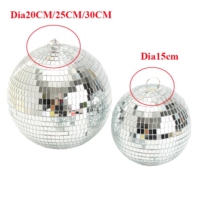 20CM 25CM 30CM Mirror Disco Ball With Remote Control RGB Beam Pinspot Lamp Rotating Silver Glass Ball For KTV Bar Wedding Party