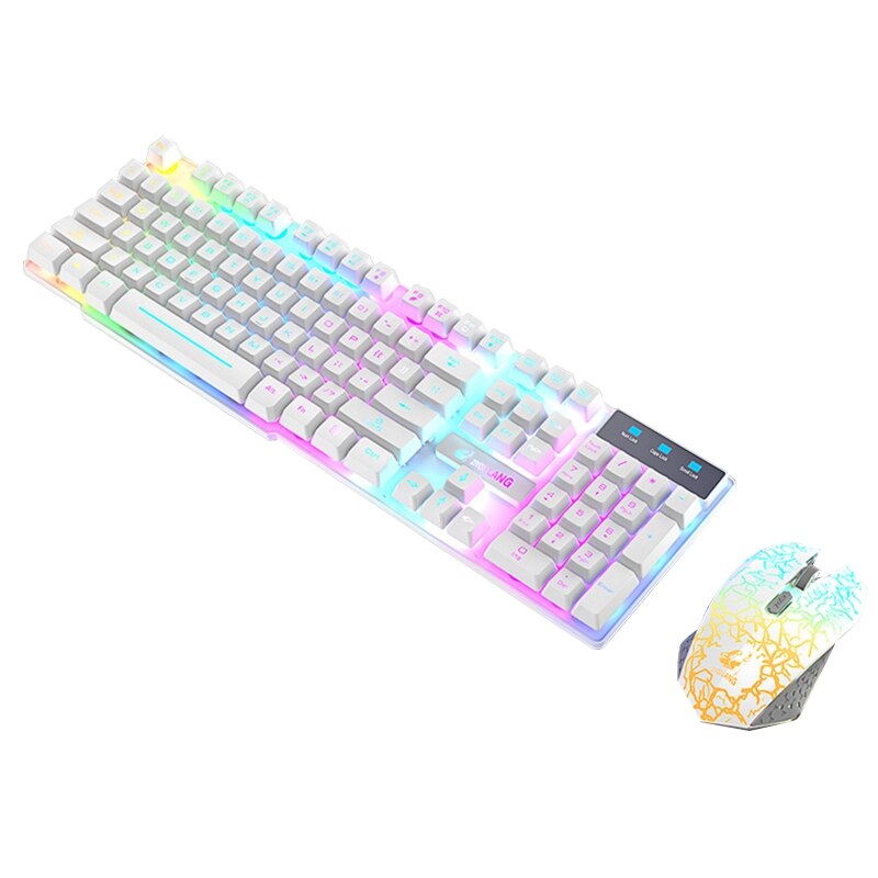 2.4G Wireless Gaming Keyboard and Mouse Set Colorful LED Breathing Light Keypad