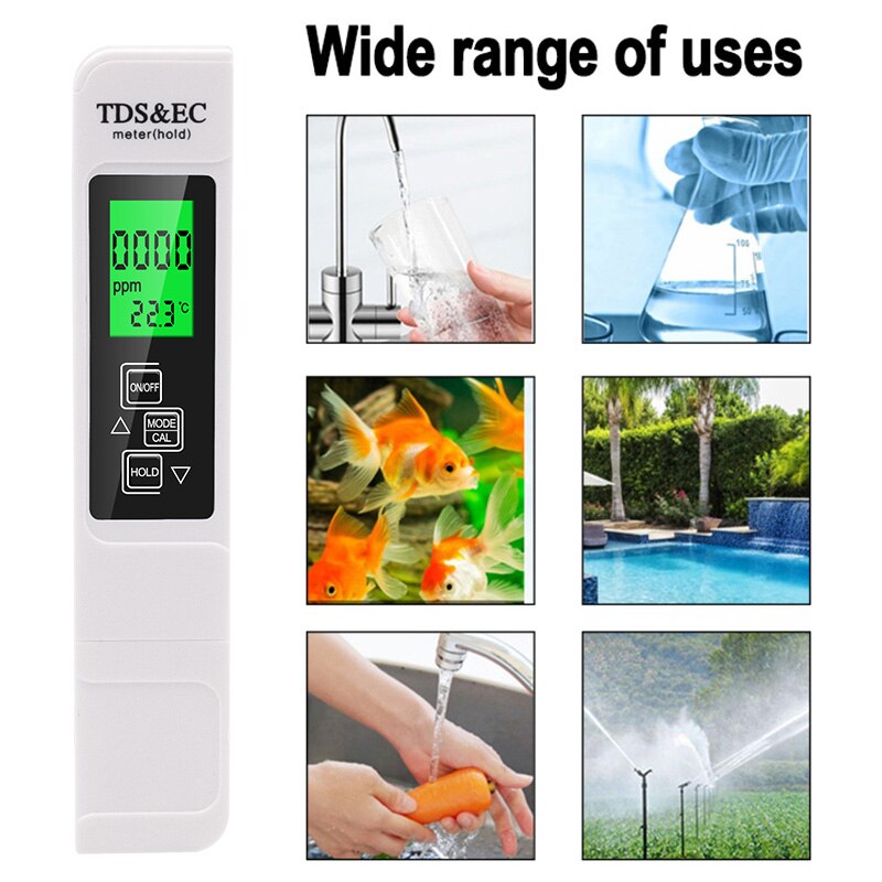 Portable Water TDS Meter Pen EC Conductivity Tester Water Monitor for Drinking Water Fertilizer Concentration