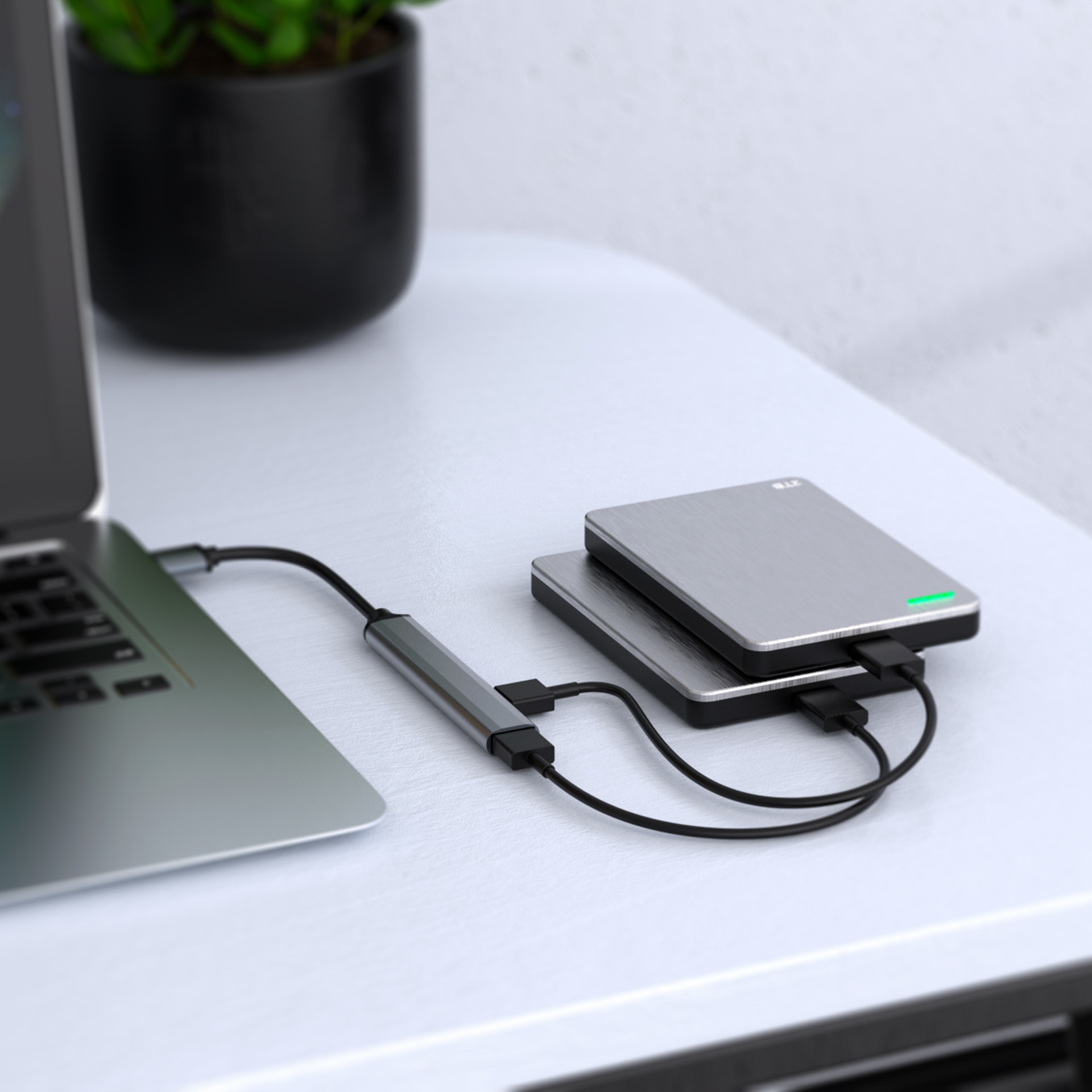 USB 3.0 Hub Splitter - USB Extender 4 Port USB 2.0 Ultra Slim Data Hub, USB Splitter Aluminum