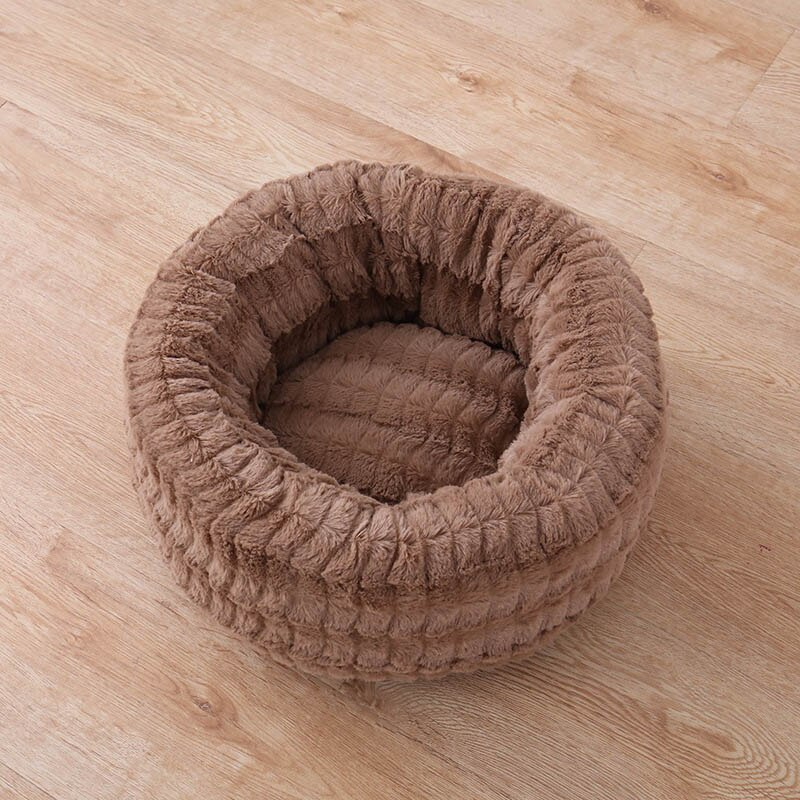 Cama de nido para mascotas, colchoneta redonda de felpa Pv, perros pequeños, chihuahua, Bulldog Francés, adecuado para gatos y perros, lavable, cachorro: 2 / L less than 10kg