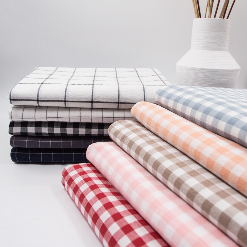 Waschen Reiner Baumwolle 100% Stoff für Bettwäsche Decke Abgedeckt Kleidung Shirt Netz gestreift Plaid Tuch Brokat NäHenne Diy 50x250cm