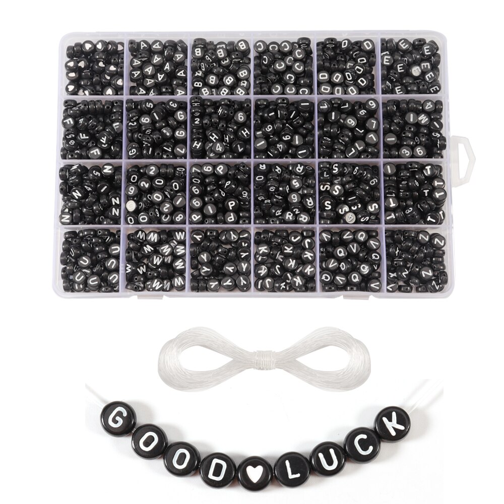 1200 stk / kasse akryl diy beaded engelsk alfabet flad alfabet terning perler charms armbånd halskæde til smykker gør diy sæt: C