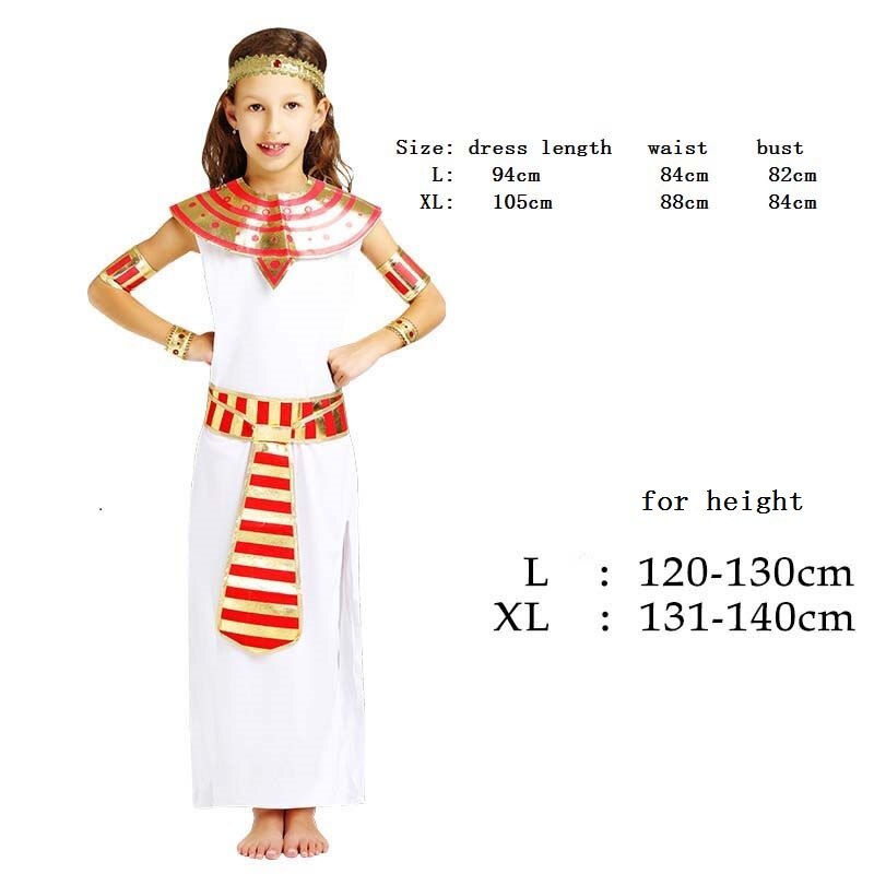 Rode kinderen egypte kostuum jongens meisjes prins jumpsuits jurk halloween carnaval kostuums feestdecoratie purim: Meisje / Xl
