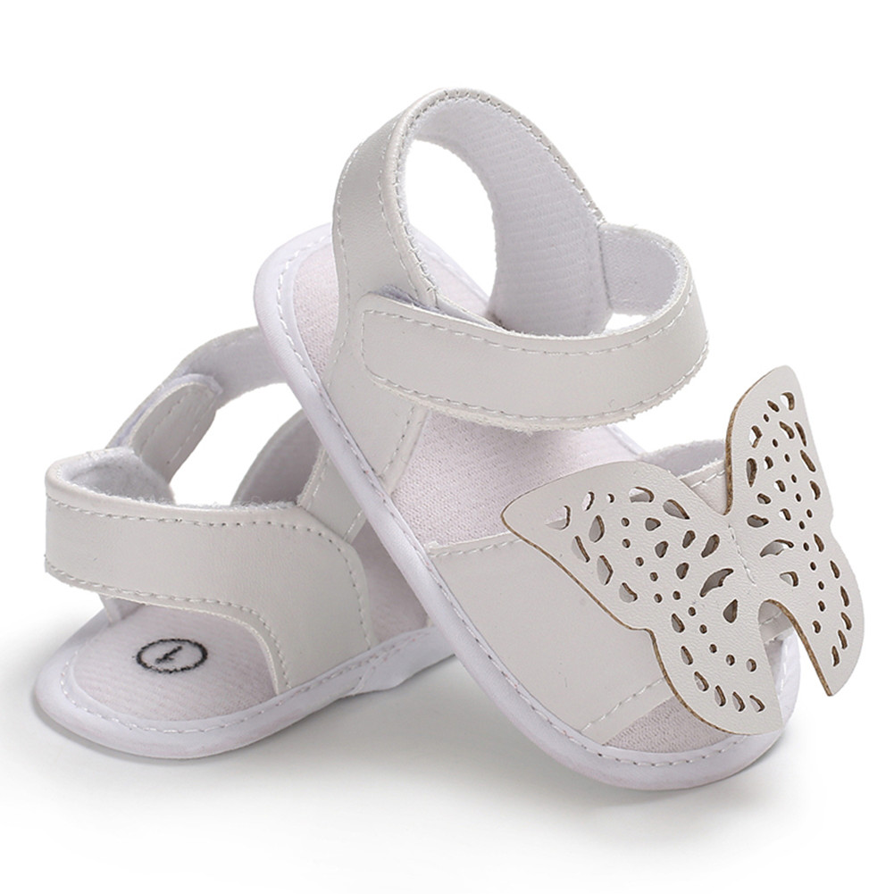 Pudcoco Newborn Baby Boys Girls Sandals Soft Sole Crib Shoes Cute Butterfly Summer Clogs: White / 0-6 Months