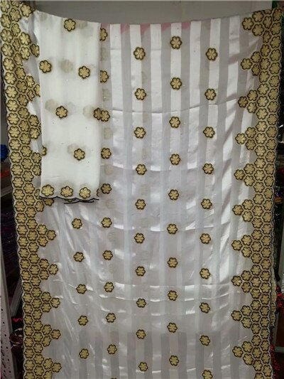 african nigerian lace fabric real silk fabric with chiffon blouse ribbon silk fabrics for women dress 7yards: YC12073S1