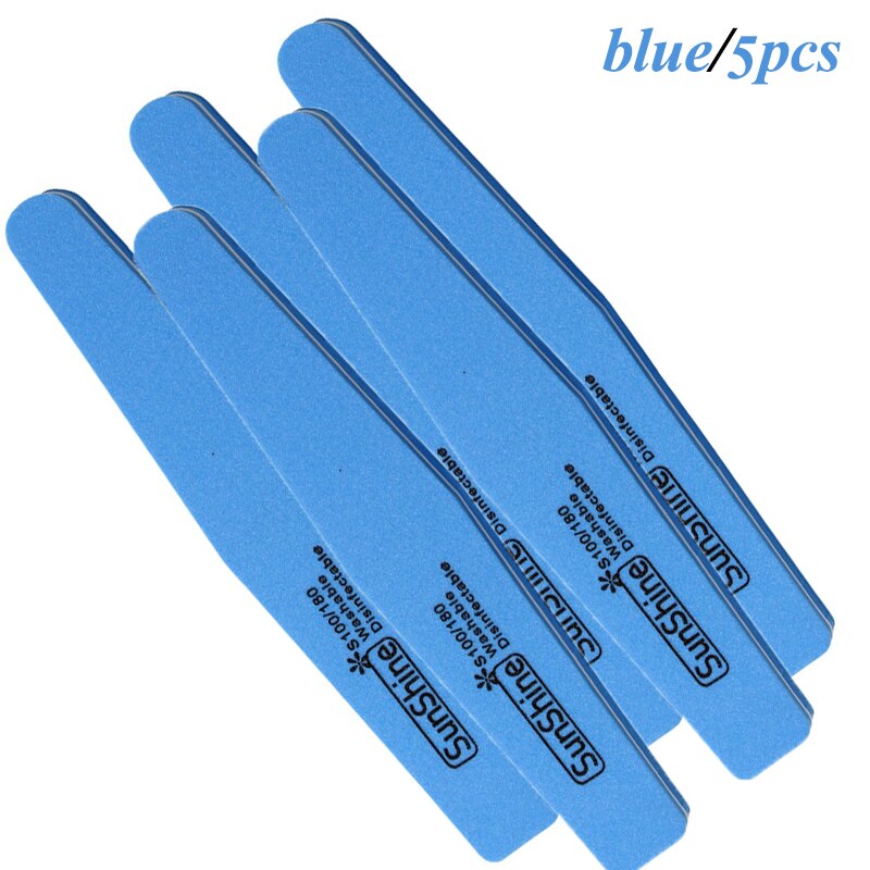 60 pcs Nail Files Nail Buffer Buffing 100/180 Nail Beauty Tools Diamond Spong Bloc Polissoir Ongles DIY Nail Tools: 5pcs-blue