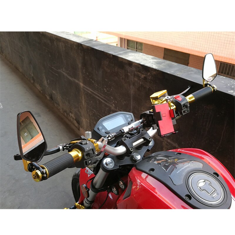 Universal Motorcycle 22mm Bar End Side Rearview Mirror 2Pcs Aluminum 7/8" Motorbike Bike Handlebar Rear View Mirrors