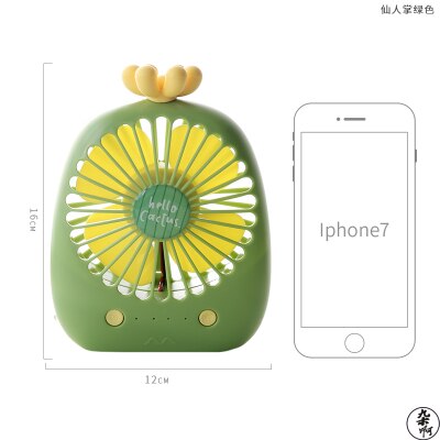 USB Rechargeable Fan Portable Mini Handheld Handy Fan Cartoon Pineapple Fans 3 Wind Modes USB Air Cooling Fan For Summer: Green