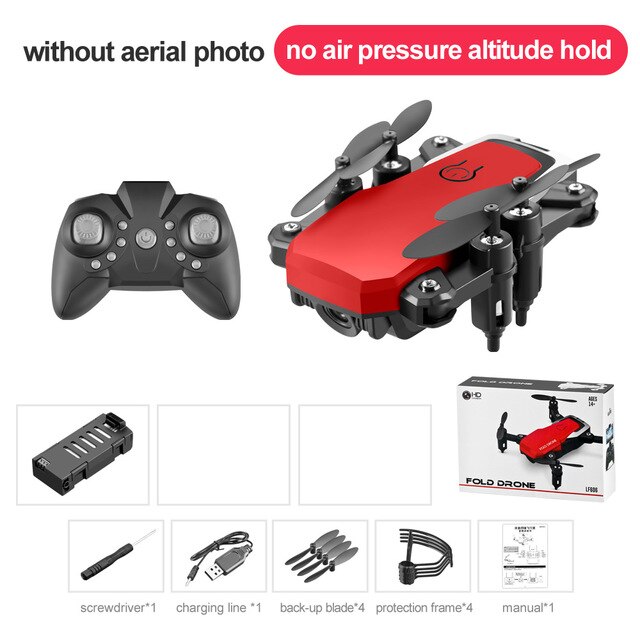 Mini Drone Met Hd Camera Pocket Wifi Rc Quadcopter Selfie Opvouwbare Dron Kinderen Outdoor/Indoor Speelgoed: Red No Camera 1B