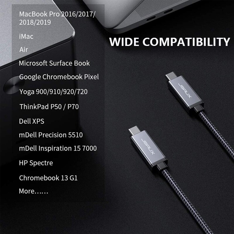fulmine 3 cavo, Jsaux PD 100W 5A USB-C a USB-C 40Gbps 5K @ 60Hz tipo C a C USB ricarica rapida per Macbook pro dell HP centro 1m
