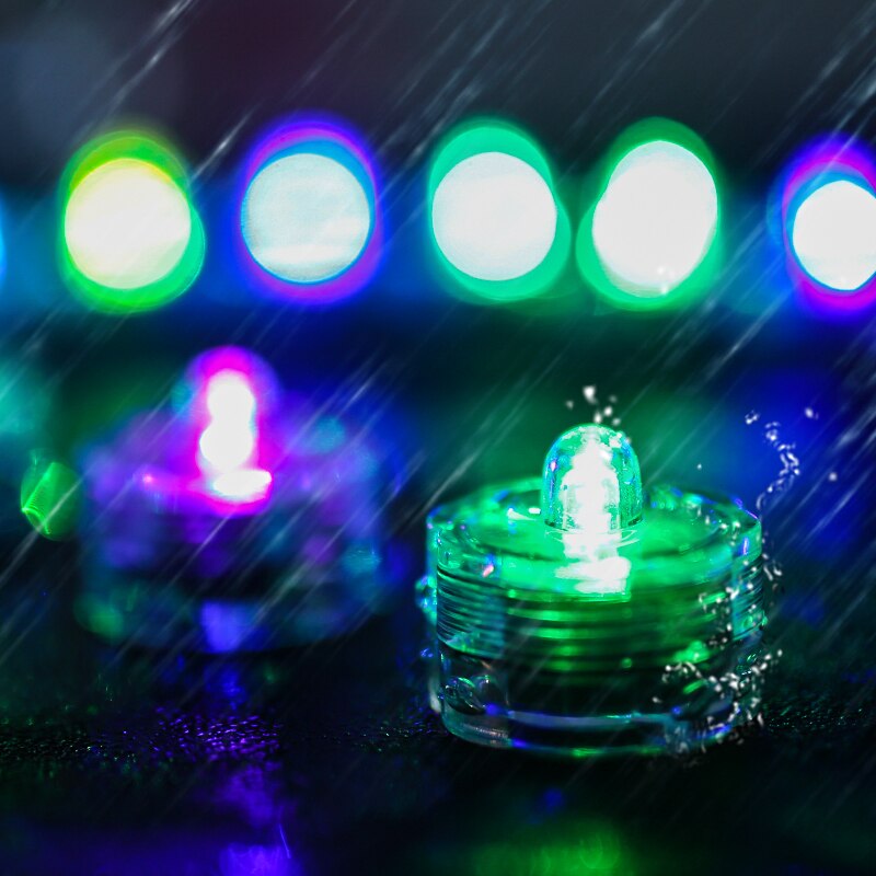 12 stk vanntett led -lys telys flytende flimrende lampe lys flameless stearinlys for hjemmebadekar bryllupsfest dekor