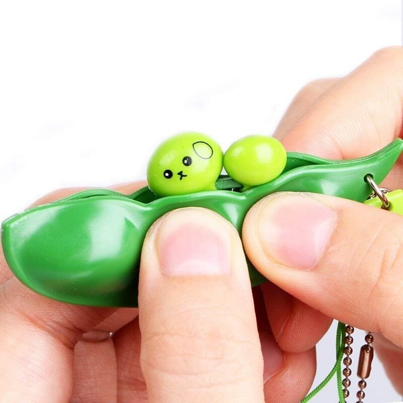 Infinite Squeeze Edamame Bean Pea Expression Chain Key PendantKeychain Ornament Stress Relieve Decompression Toys antistress