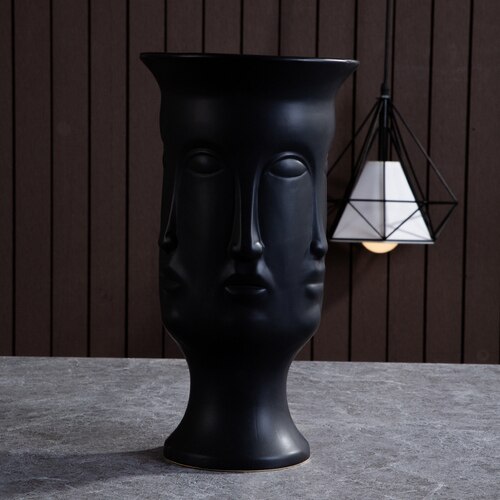 Nordic Ceramic Face Vase Modern Living Room Lip Flower Light Luxury Expression Half Face Decoration Home Decoration Accessories