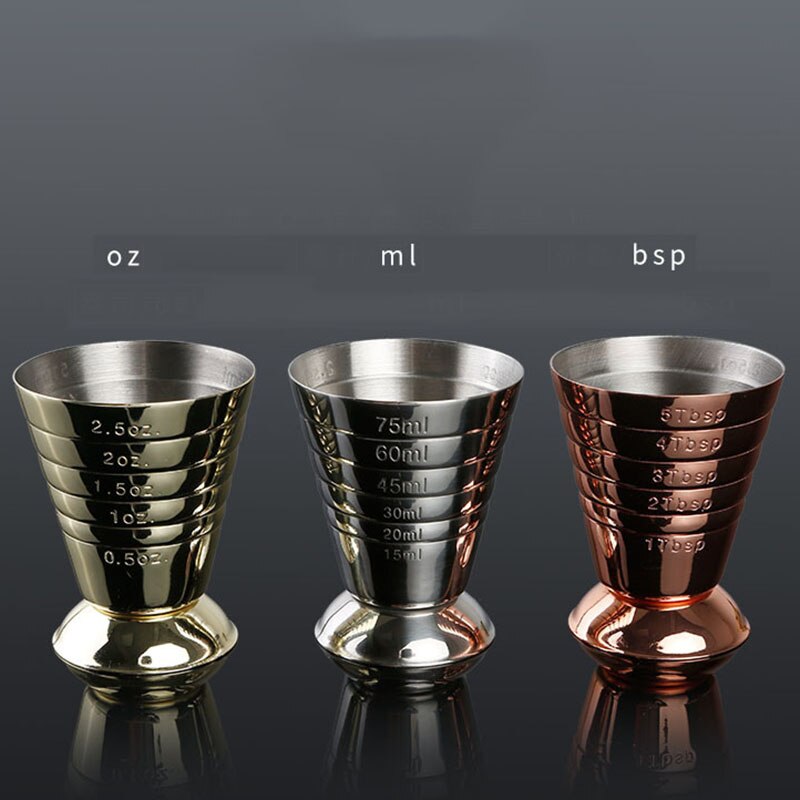 75ml / 2.5oz / 5 Tpsp Magic Measuring Cup Stainless Steel Ounce Cup Wine Bar Wine Scale Measuring Cup