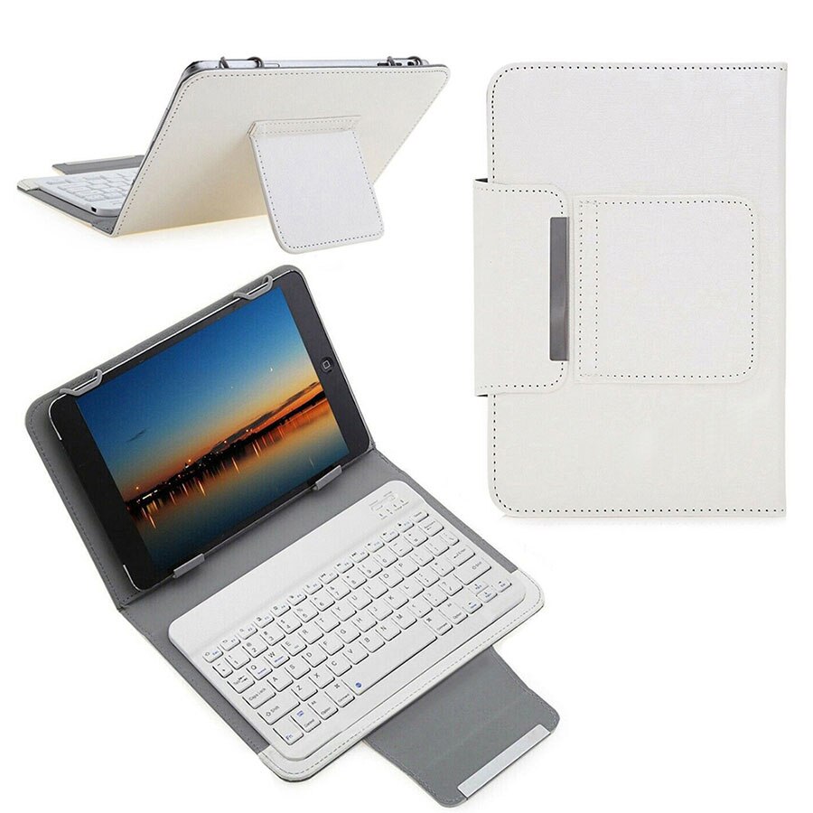 Wireless Keyboard Case Voor 7 8 Inch Tablet Universele Afneembare Bluetooth Toetsenbord Voor Ipad Mini 5 4 3 2 1 7.9 "Stand Cover: White
