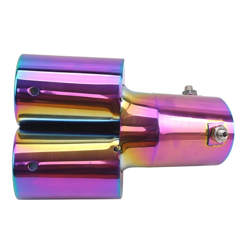 Tubo de escape Universal de acero inoxidable, extremo liso, doble salida, accesorios para coche, 1 unidad