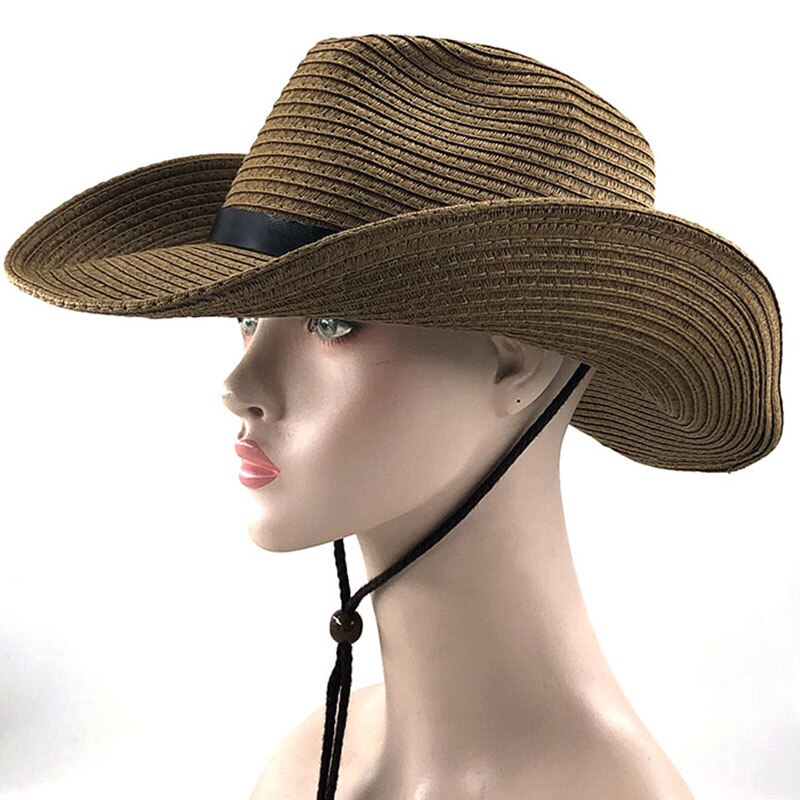 Panama hat men jazz hat summer sun hats for women man beach stråhat til mænd uv protection cap chapeau femme: Kaffe