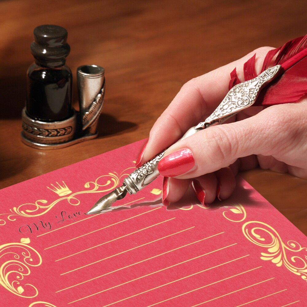 4 Sets Printed Durable Stamping Note Paper Writing Paper Letter Paper Stationery Paper for Men Children Women