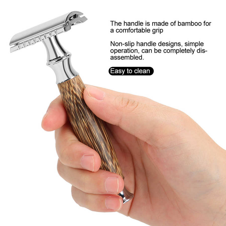 Machine For Shaving Men Bamboo Handle Manual Shaver Portable Beard Body Hair Shaver Trimmer Safety Razor