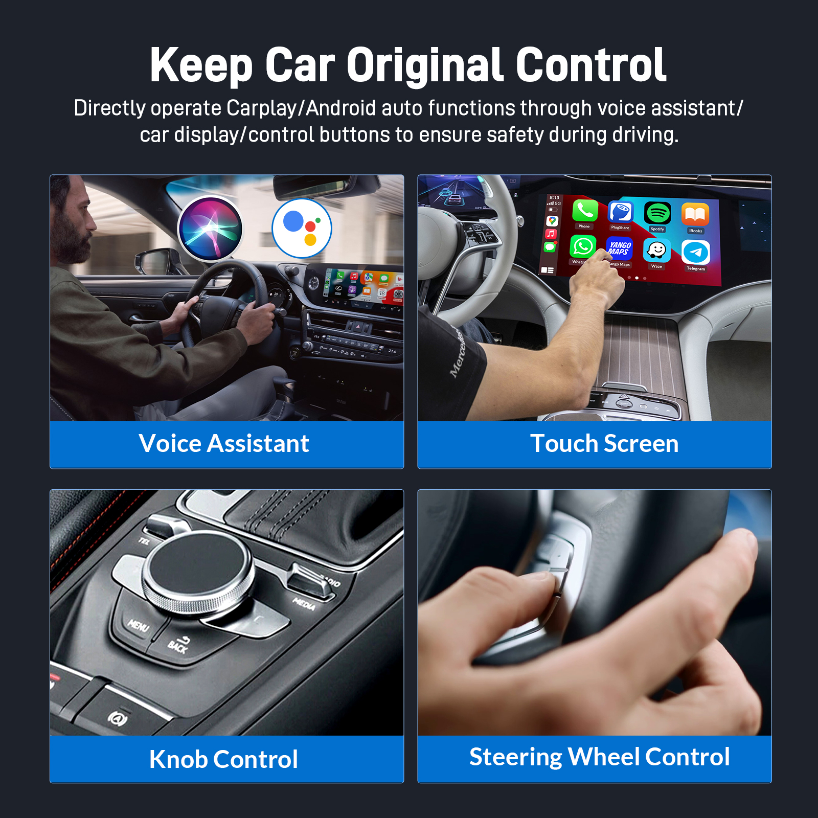 Draadloze CarPlay-adapter, Carplay draadloze adapter voor Android/iOS-auto's, originele auto bedraad naar draadloze adapter, plug and play