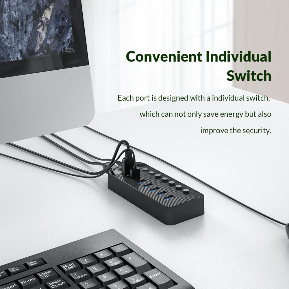 ORICO Industrial USB 3.0 HUB 7/10/13/16 ABS USB OTG Splitter On/Off Switch With 12V Power Adapter Support Charger For Computer