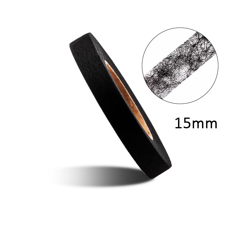 Fita para tecidos com cola adesiva, derrete em ferro, dupla face, patchwork, costura, acessórios de costura, diy: 15mm black