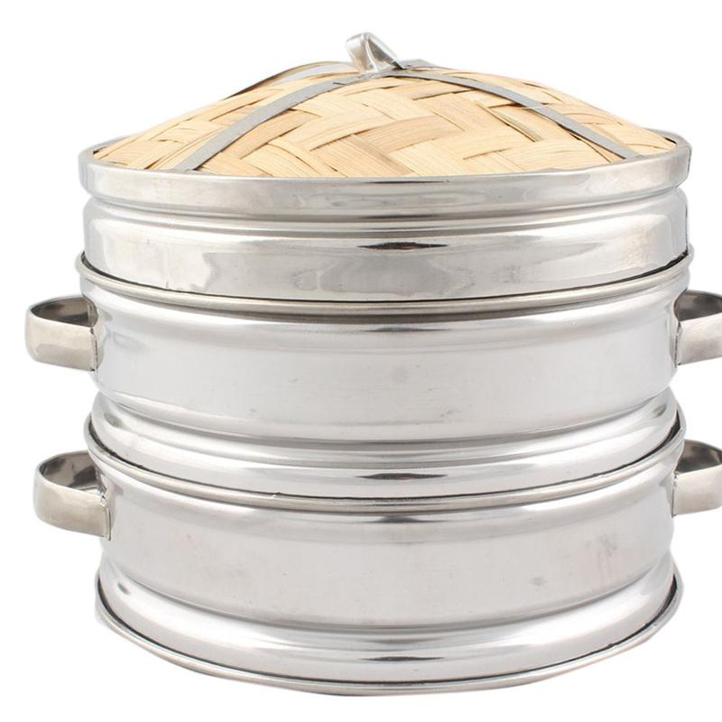 Boîte de vapeur portative de support de vapeur de fond de bambou de panier de cuiseur à vapeur de cuisine d'acier inoxydable pour la Machine de cuisson électrique de gaz