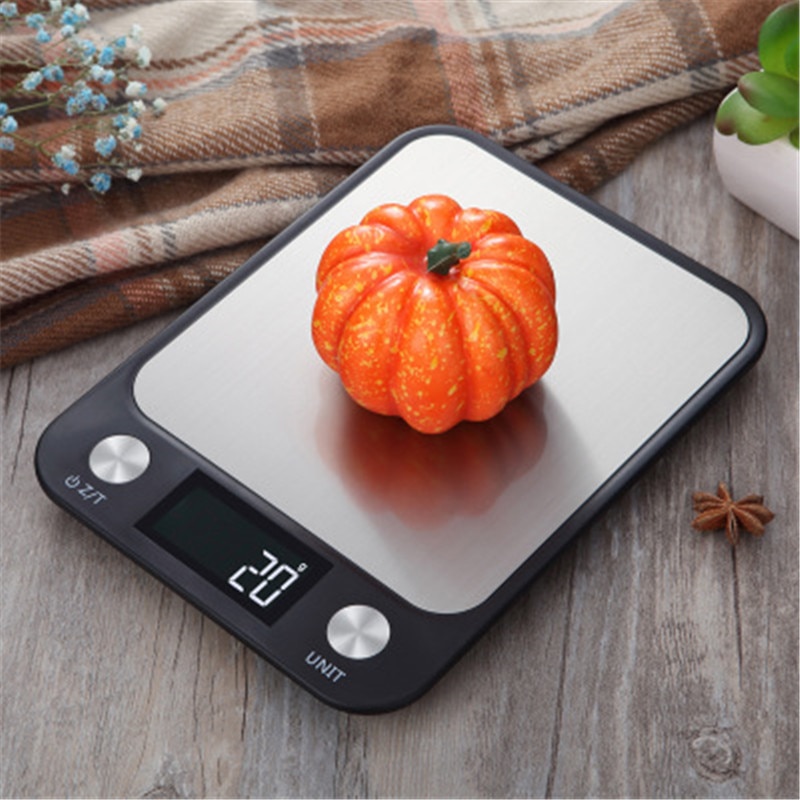 Báscula electrónica de cocina de acero inoxidable de 10KG, báscula Digital para alimentos de 5KG/1g, herramientas de pesaje para panadería, báscula de alimentos para el hogar