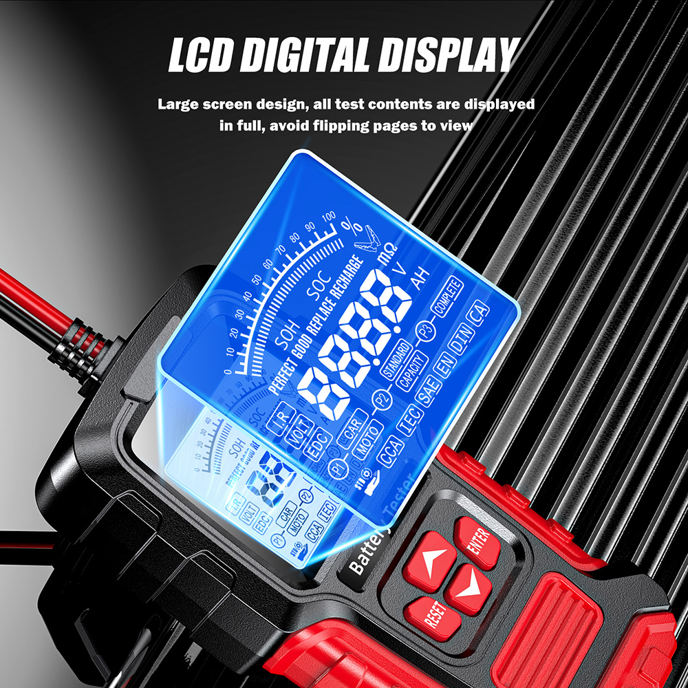 Blei-Säure-Batterie-Test, Autobatterie-Tester, 12 V, 24 V, Messung, Diagnose-Tool, LCD, digital, für Fahrzeug, LKW, Motorrad, SUV