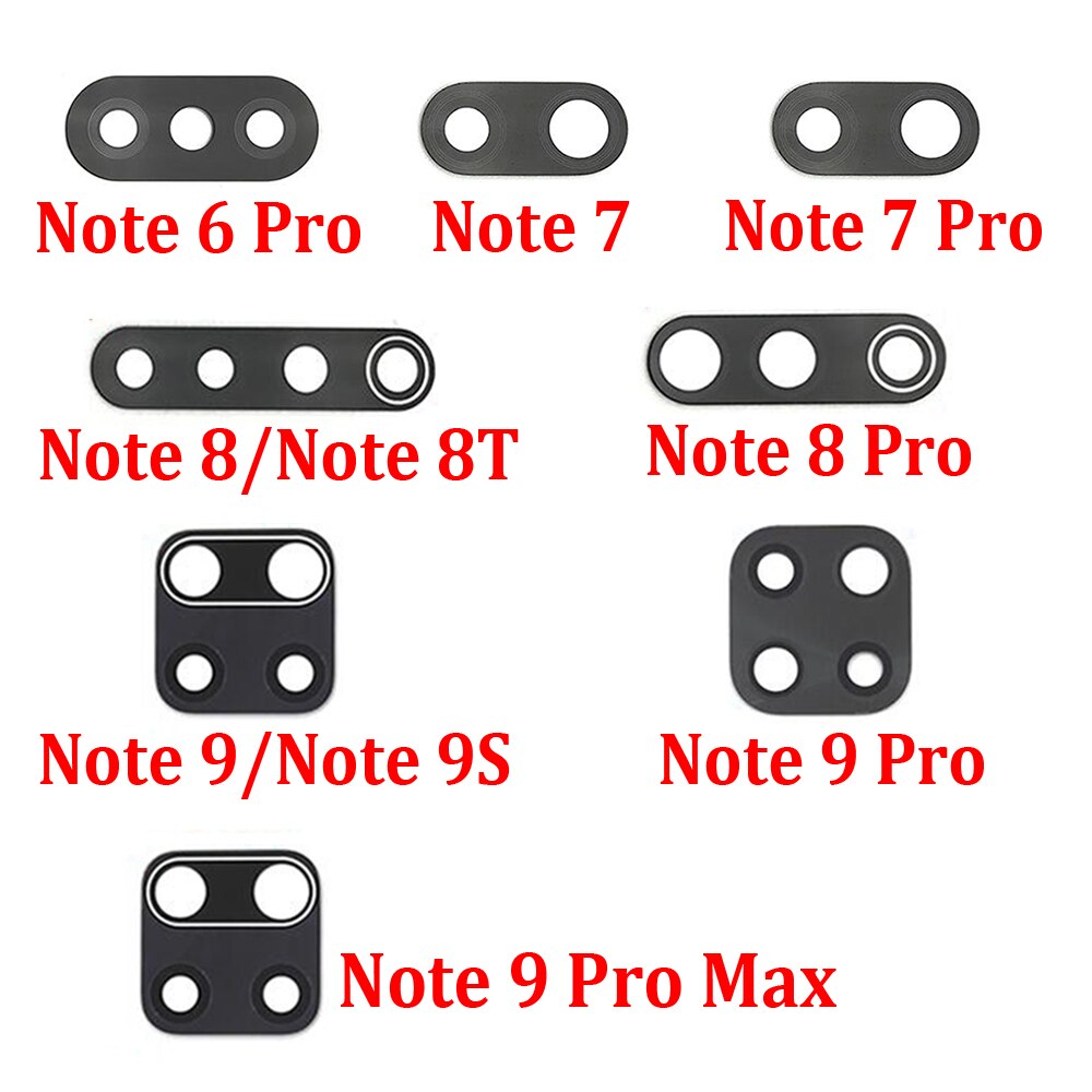 2Pcs， Original Camera Glass For Xiaomi Mi 8 10 Pro Lite Redmi 9C Note 11 6 7 8 9S 9 10 Pro 5G Max Back Camera Lens Glass + Glue