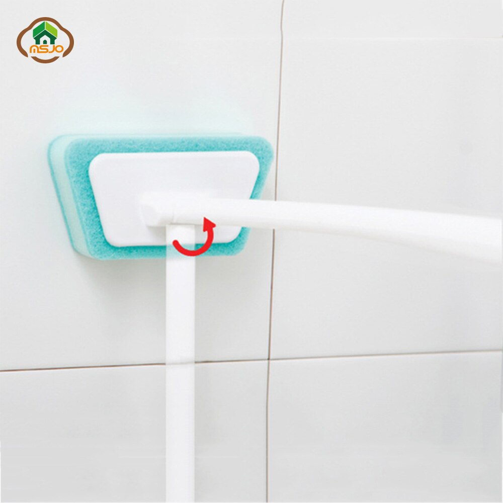 Msjo conjunto de escova para banheira, conjunto com escova para limpeza de azulejo, banheiro, esponjas de limpeza, cabo longo, furacão, esponja de limpeza