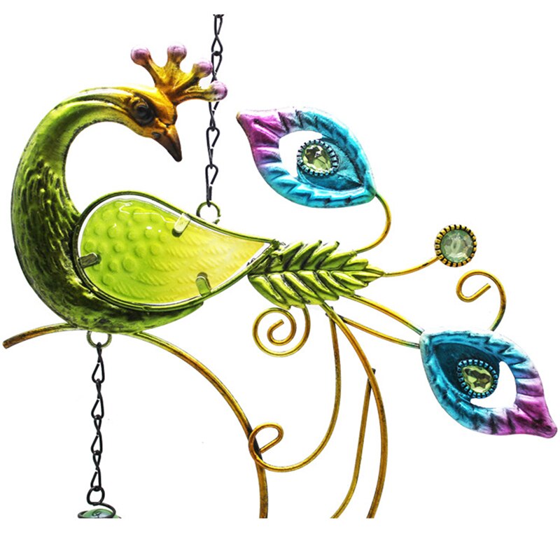 Colorful Peacocks Shape Pendant Bell Wind Chimes Indoor Balcony Indoor Outdoor Garden Decor Hanging Decoration