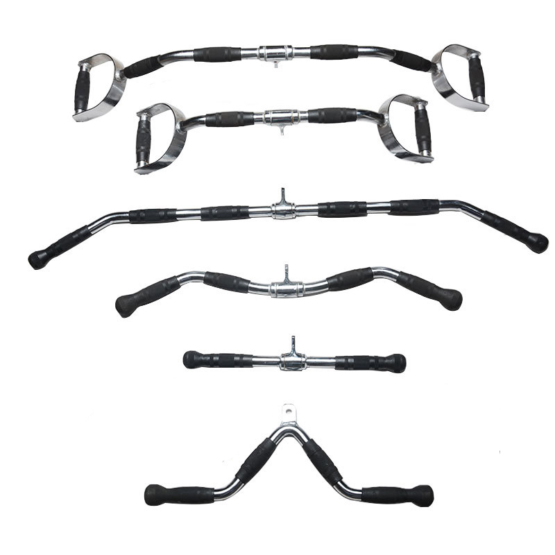 Fitness Lat Pull Down Bar Gym Handle Grip Gantry Frame Pully Cable Machine Attachment Triceps Muscle Workout Solid Rowing T-Bar