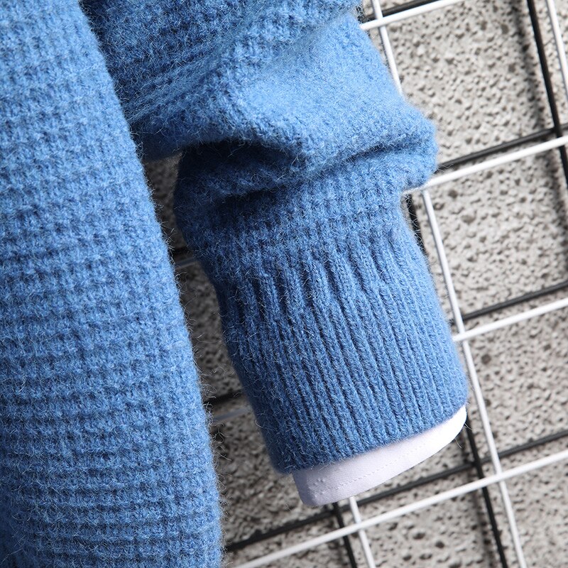 Singleroad overdimensjonert herre turtlenecks genser herre hofte hopp harajuku koreansk høykrage høyhalset genser svart strikkede gensere herre