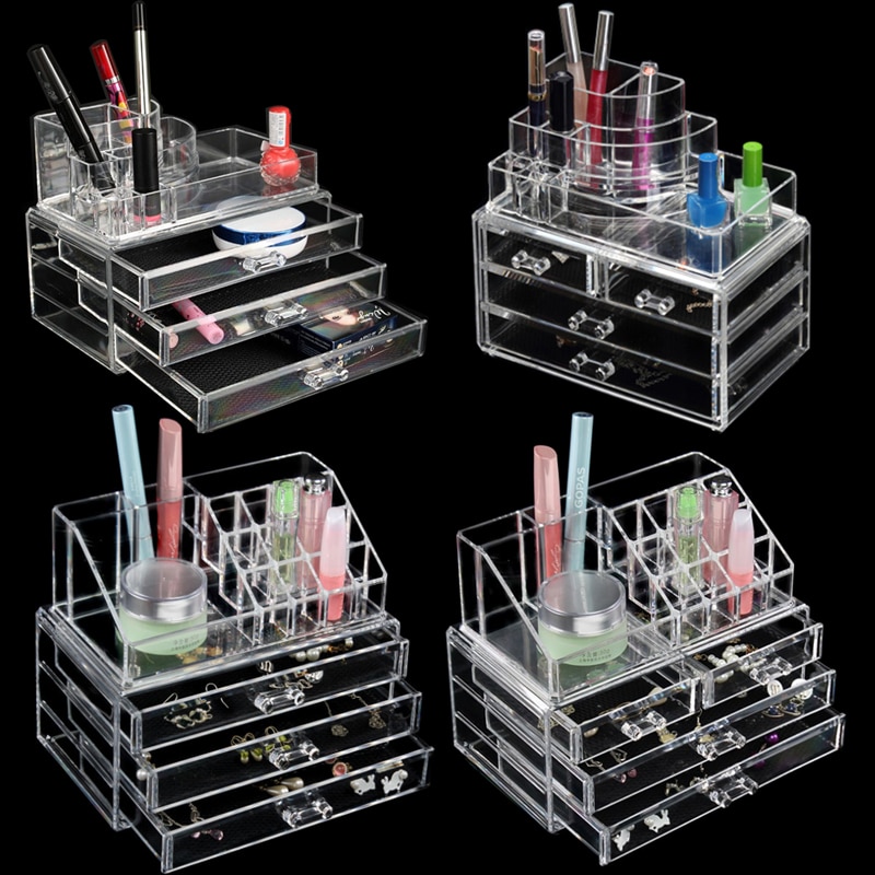 5 stijlen Transparante Plastic Huis Lade Bureau Desktop Storage Box Organiser Clear Acryl Make-Up Organisator Voor Cosmetische