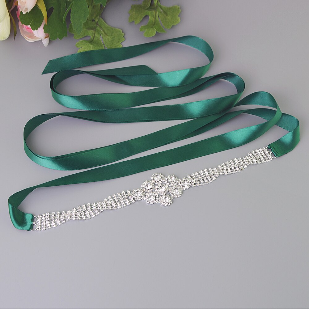 Zms 98 strass bruiloft accessoires trouwjurk riem bruidsriem bruidsmeisjes accessoires riem voor vrouwen huwelijkssjerpen riemen: Groente