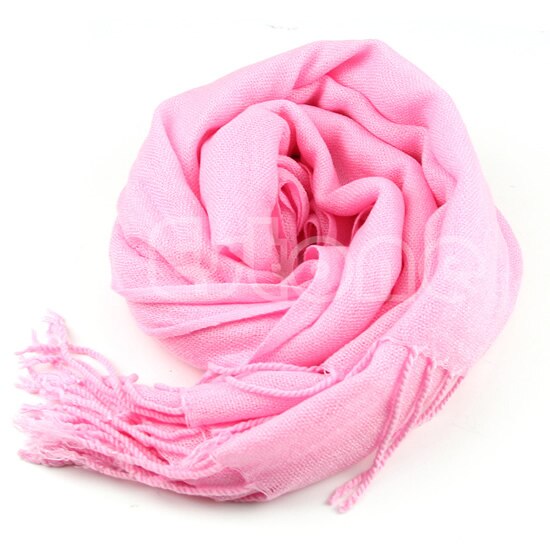 Bløde kvinder uldblanding lange tørklæder kvaster varme tørklæder ren farve kashmir tørklæde vinter varm blød wrap sjal 8 farver: Lyserød